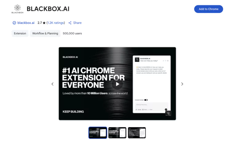 Extension chrome de Blackbox AI