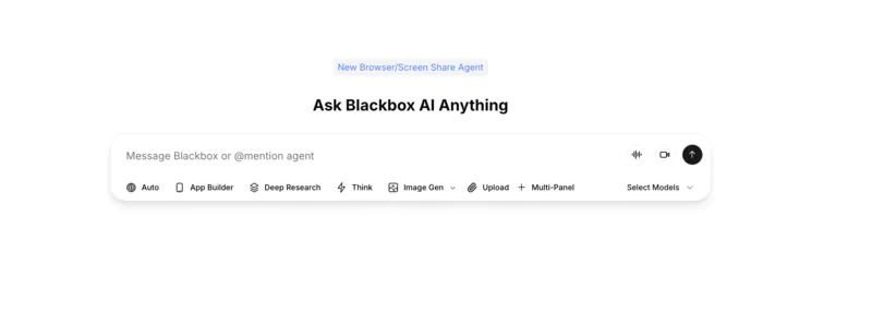 Interface de l'agent de Blackbox AI similaire à ChatGPT