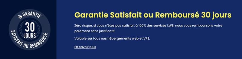 Satisfait ou remboursé 30 jours.