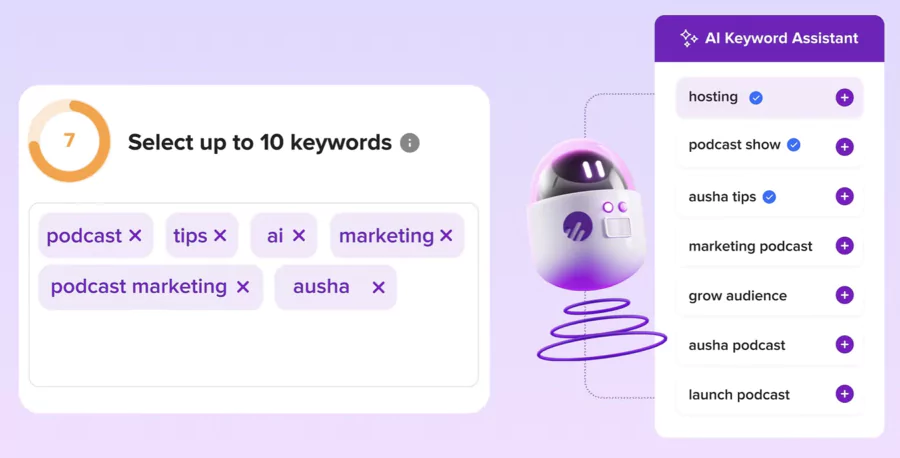 choix des mots clés SEO sur la plateforme de podcasts Ausha