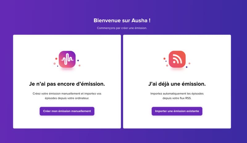 Site web de la plateforme de podcasts Ausha
