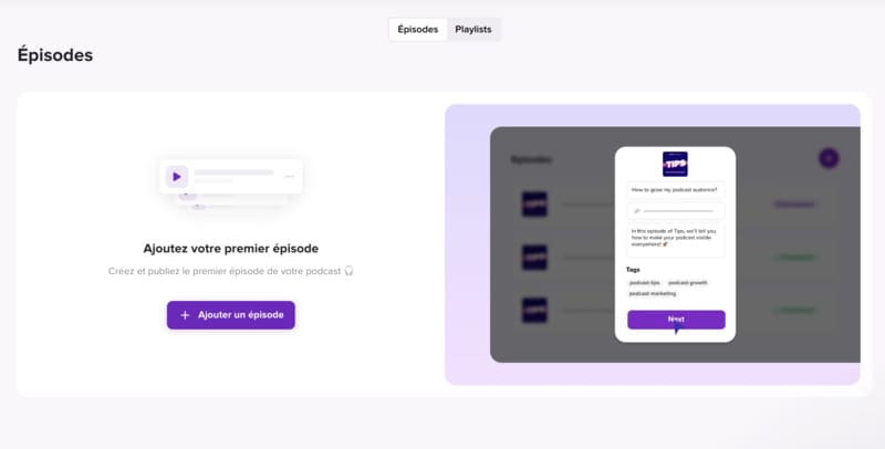 publications d'épisode sur la plateforme de podcasts Ausha