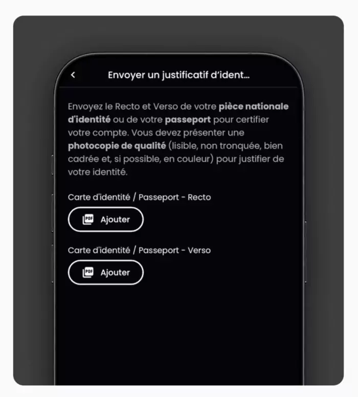 vérification de votre identité et âge sur MYM