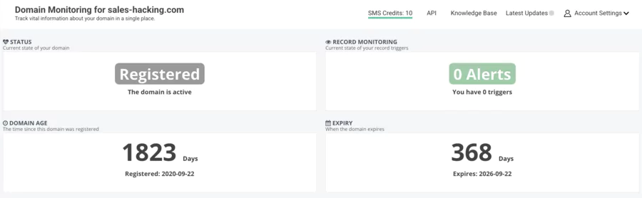 état d'une site avec StatusCake