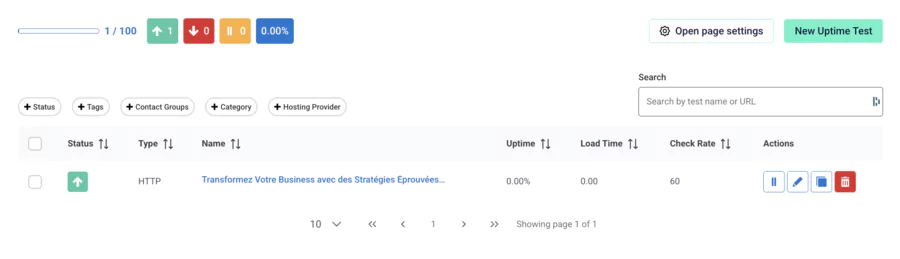 Configurer les paramètres de surveillance du site avec StatusCake