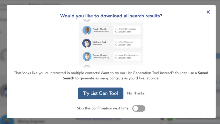 Exportation des données marketing