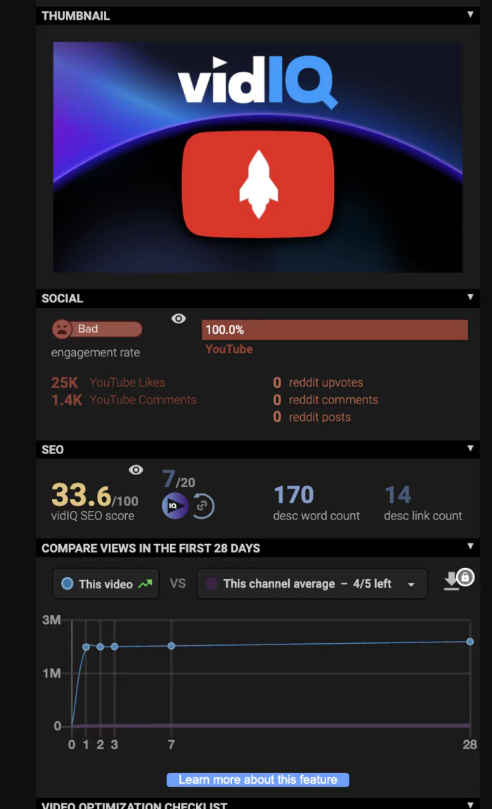 Intégration à YouTube Studio de VidIQ