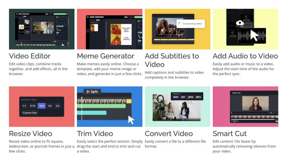 Kapwing features in English