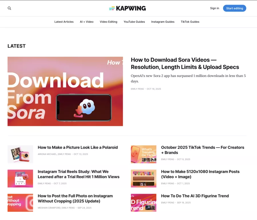 Help content on Kapwing blog
