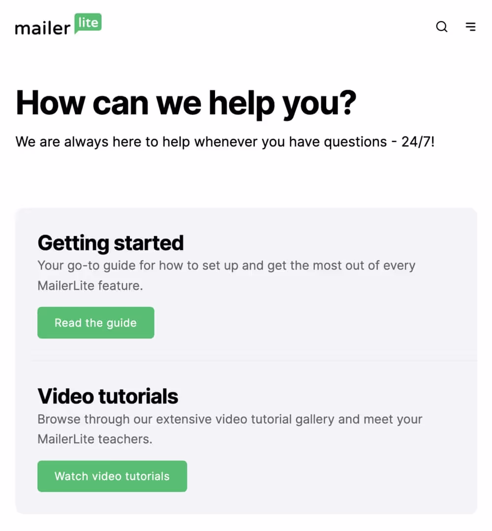 MailerLite support