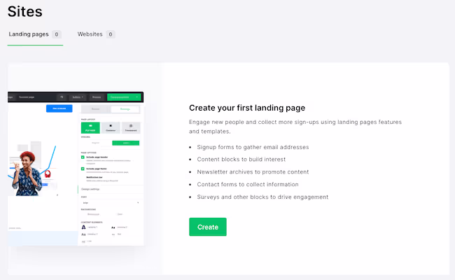 MailerLite landing pages review