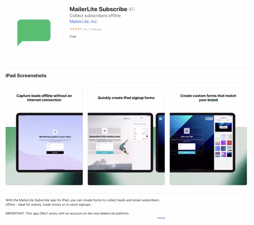 MailerLite Subscribe app on Android and iOS