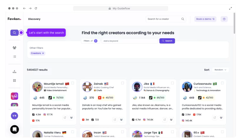 Cartographie des audiences de favikon