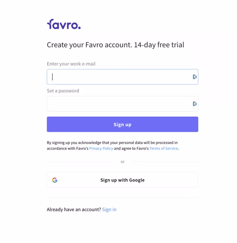 inscription à favro