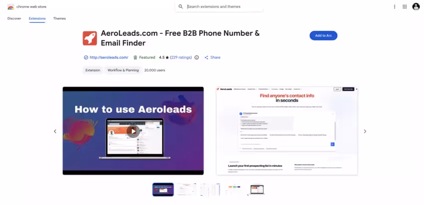 Extension chrome de aeroleads