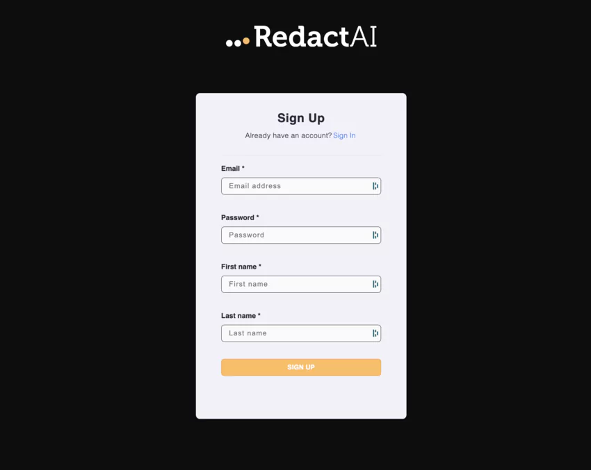 Page d'inscription à RedactAI