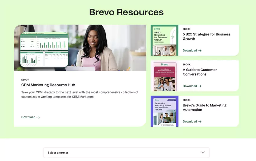 Interface du chat en direct de Brevo, montrant un exemple d'interaction avec le support