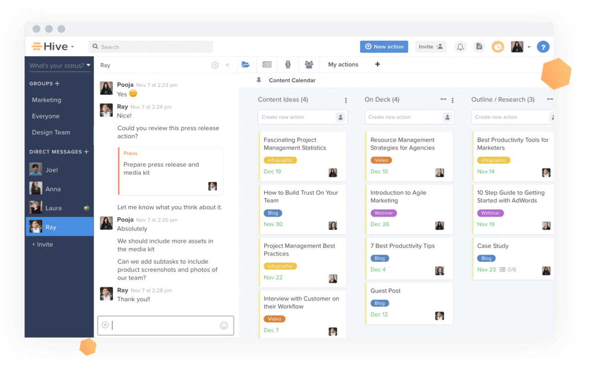 Hive Built-In Messaging System Screenshot
