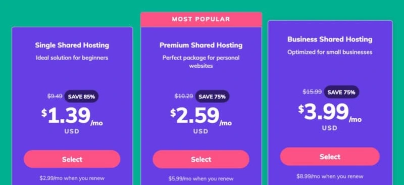 tarifs des hostinger