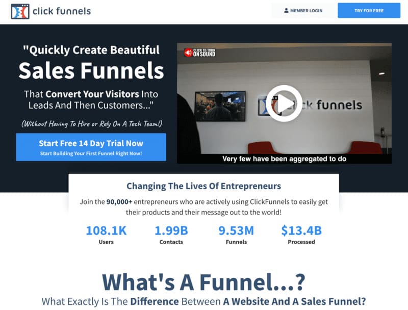 Avis tunnels de vente du logiciel ClickFunnels