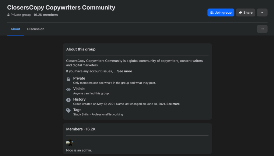 ClosersCopy customer support on facebook