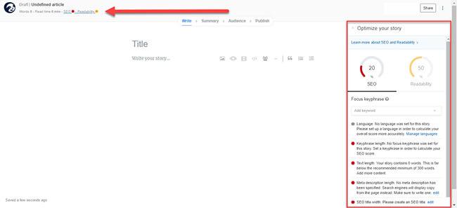 StoryChief text editor page