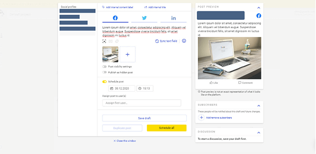 Schedule posts by clicking a date