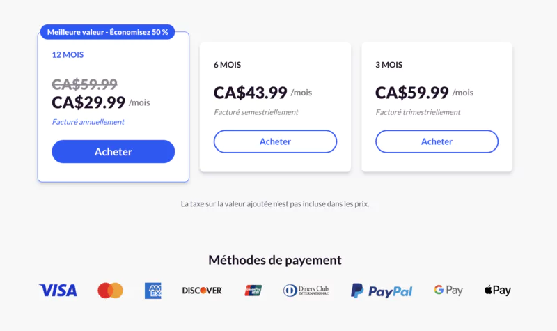 liste de tarifs sur qrfy.com