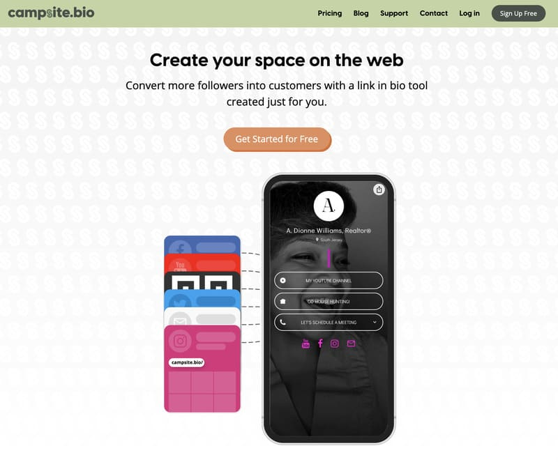 landing page de campsite