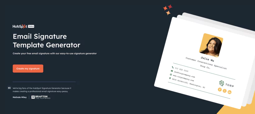Email signature template generator hubspot