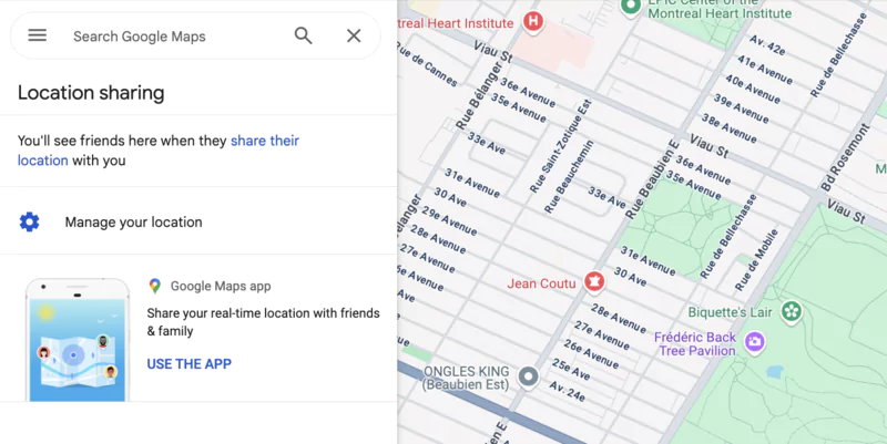 partage de localisation avec Google Maps