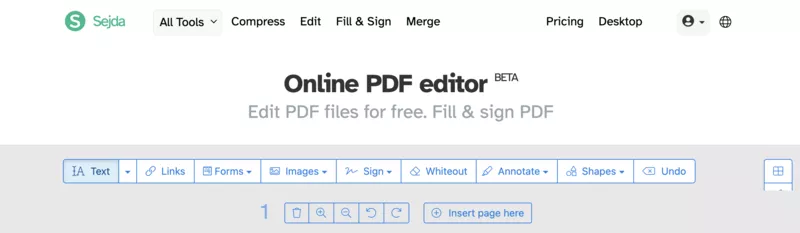 Writing on a PDF with Sedja