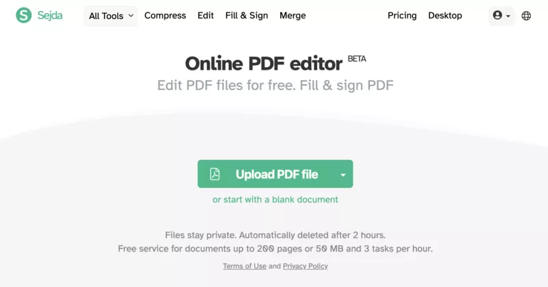 utilisation de sejda sans inscription et sur tous les systèmes d'exploitation pour récupérer votre fichier word converti
