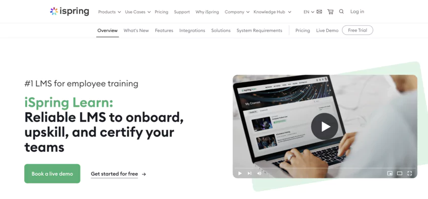 page d'accueil de iSpring Learn