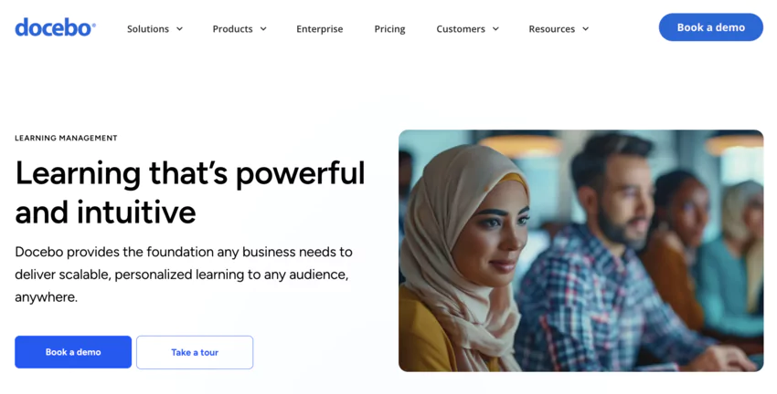 page d'accueil de Docebo