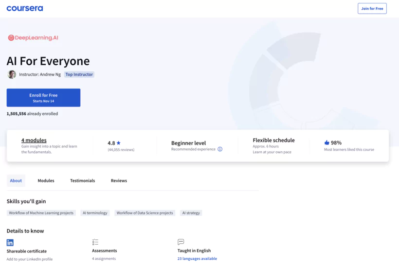 Vue d'ensemble des certifications disponibles sur le site web de coursera