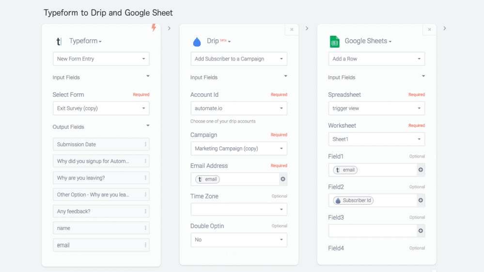 Interface Automate.io