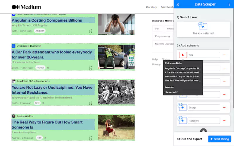 Extension de navigateur Web Scraping