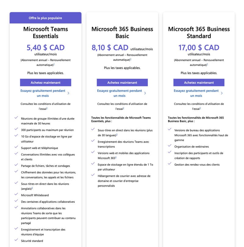 Microsoft Teams software pricing