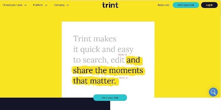 Trint Homepage