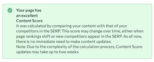 score de contenu d'une page Web sur SE RAnking