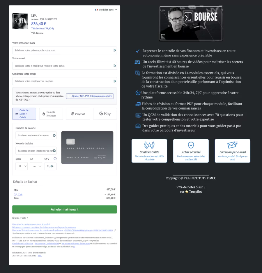 Exemple de structure d'une page de vente efficace