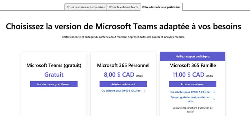 prix microsoft teams