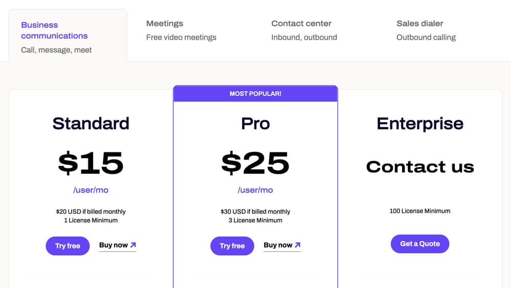 dialpad - prix
