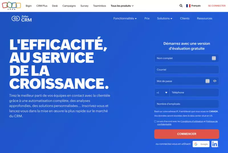 Zoho CRM logiciel de gestion commerciale 