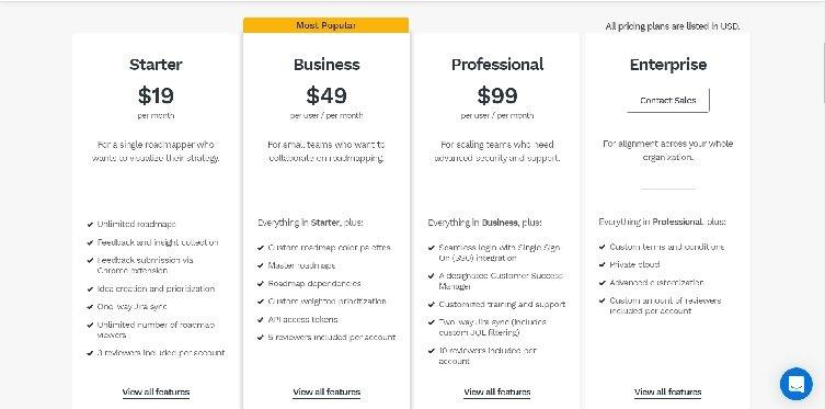 Roadmunk Pricing Page