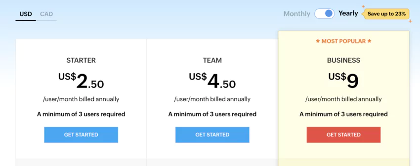 Pricing Zoho WorkDrive