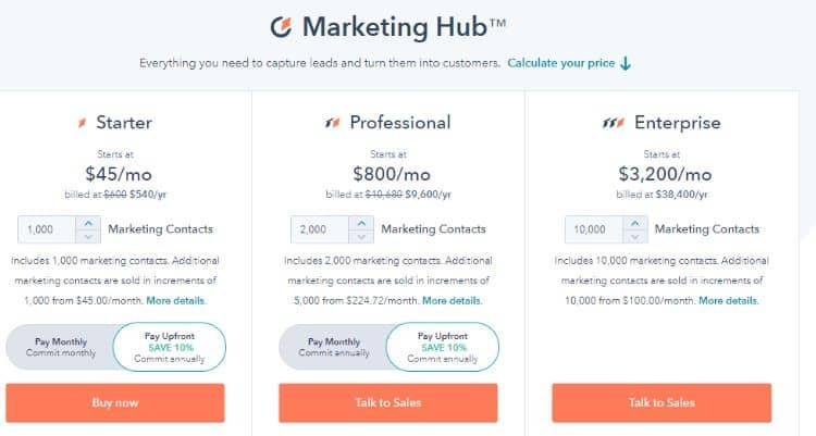 hubspot pricing