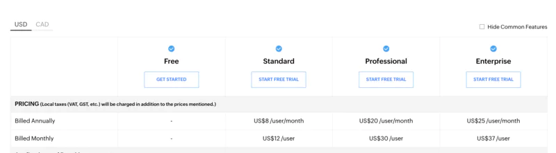 Zoho Creator bpm software price