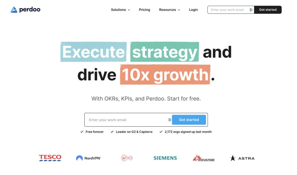 Perdoo - suivi des OKR